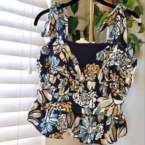 Foreber That Girl Floral Print Tank Top with Tie Straps